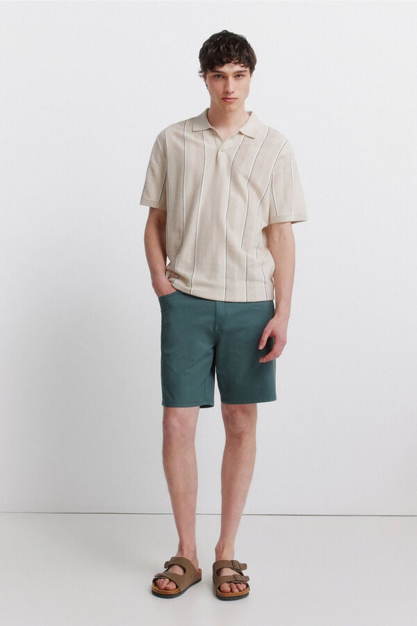 Springfield Lightweight 5-pocket washed regular fit Bermuda shorts blue