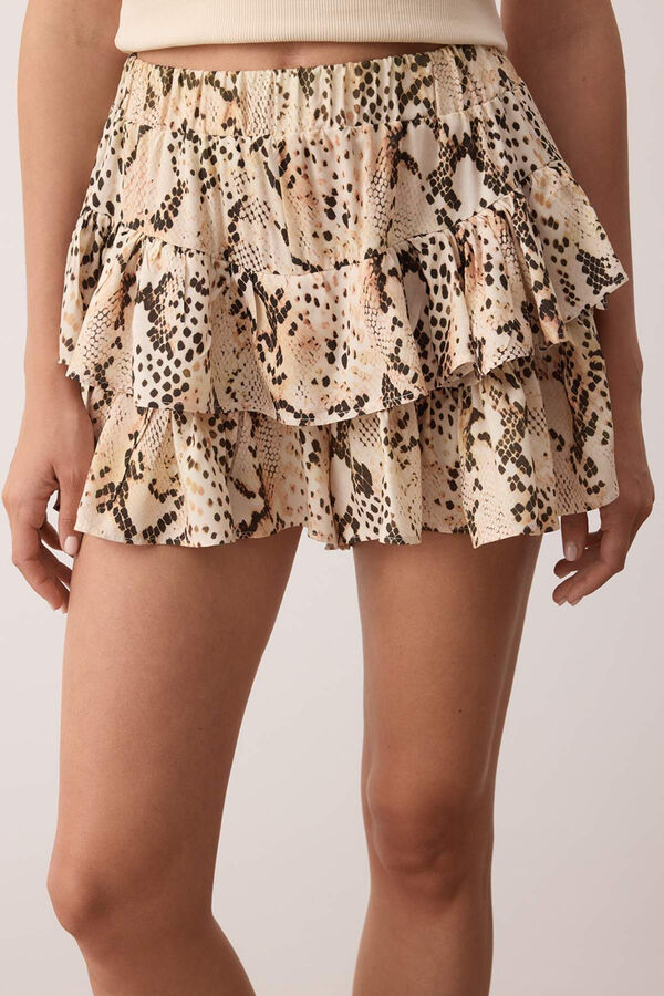 Trendyol Falda corta con volantes beige