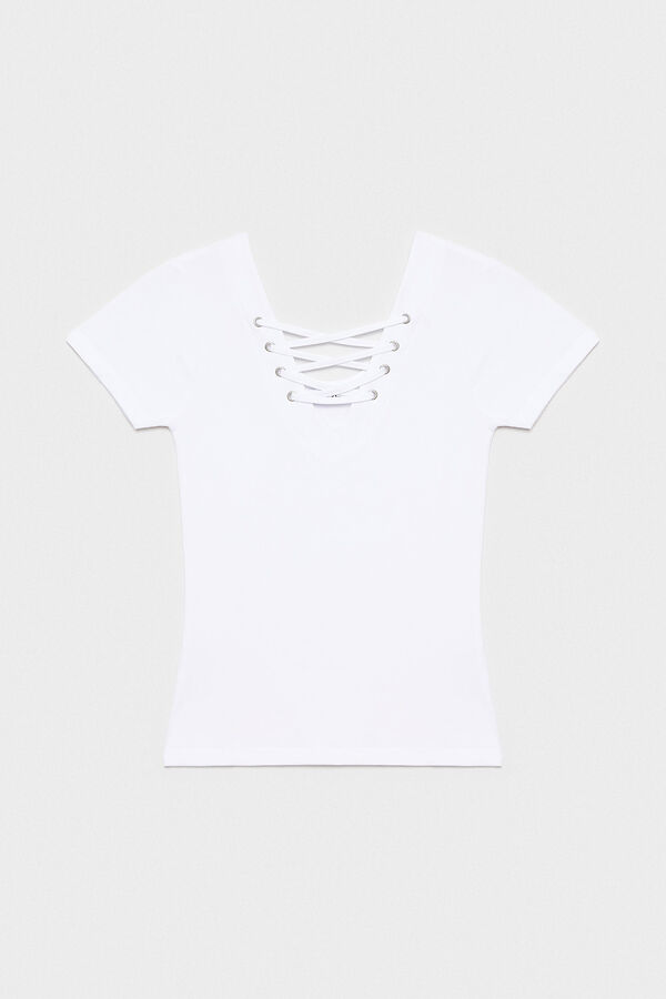 Springfield T-Shirt Bänder Ausschnitt blanco