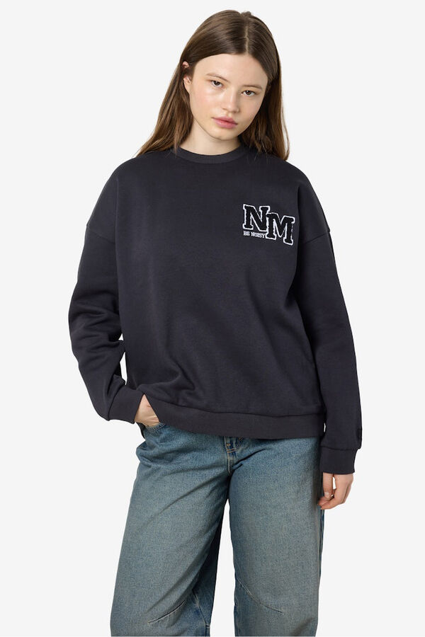 Noisy May Sweatshirt b&aacute;sico com bordado lateral cinzento