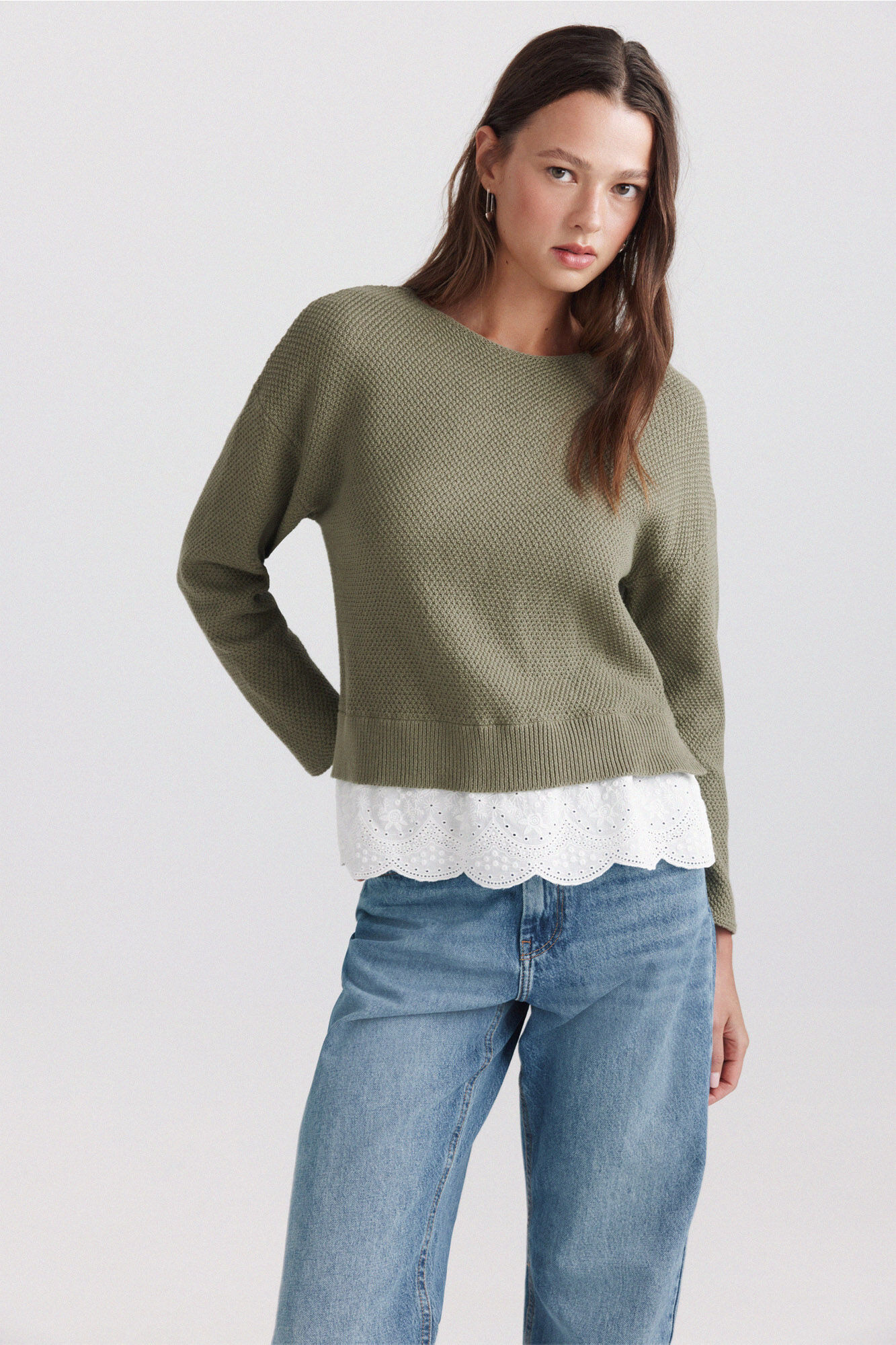 Springfield Camisola bimaterial em renda
