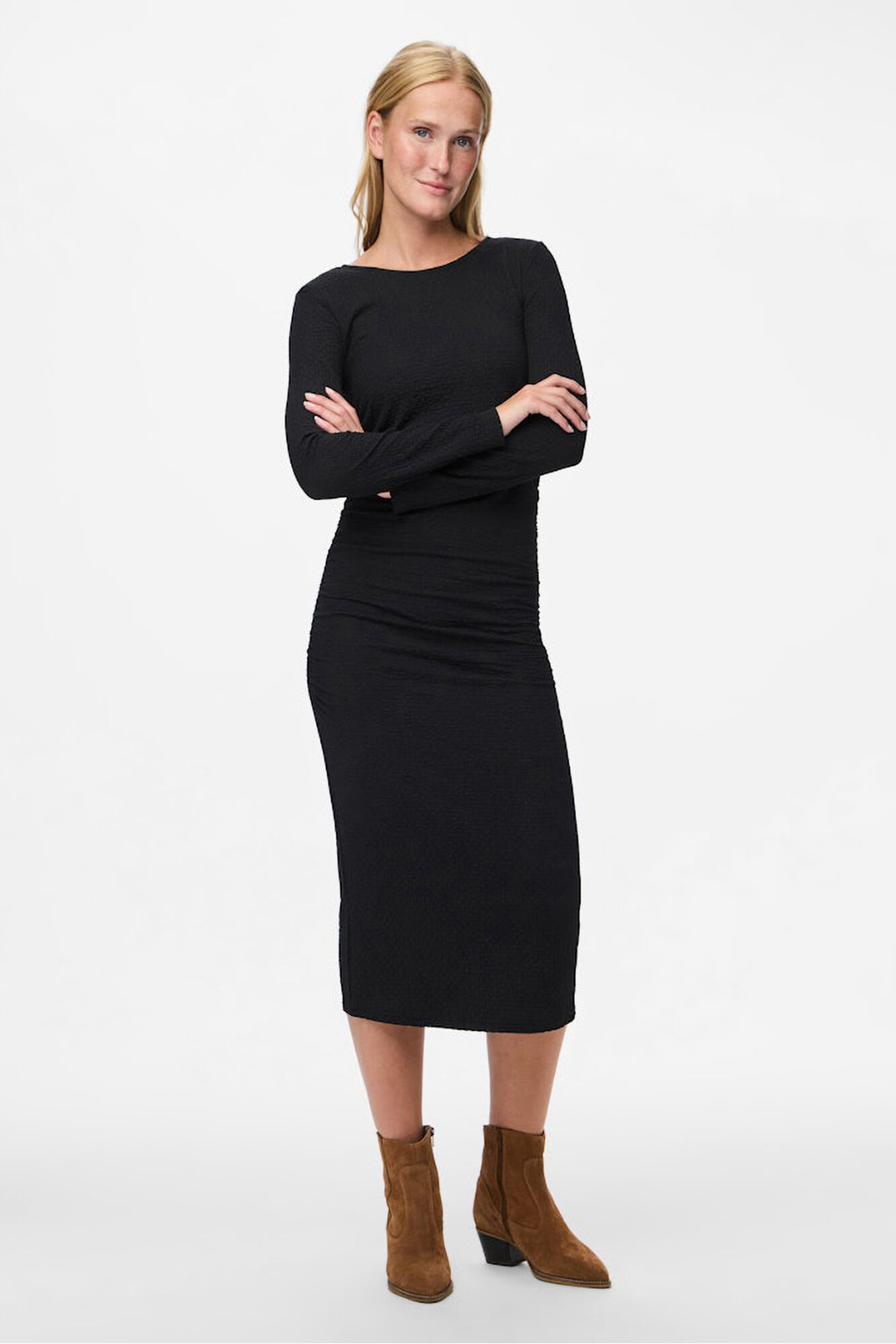 Pieces Vestido midi manga comprida