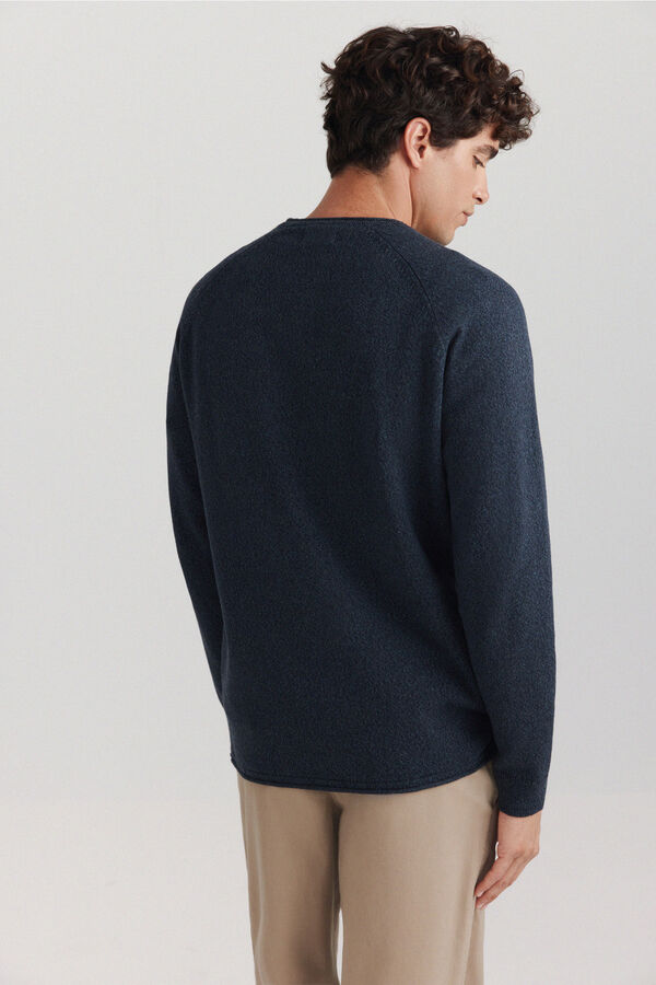 Springfield Plain twisted funnel neck jumper blue
