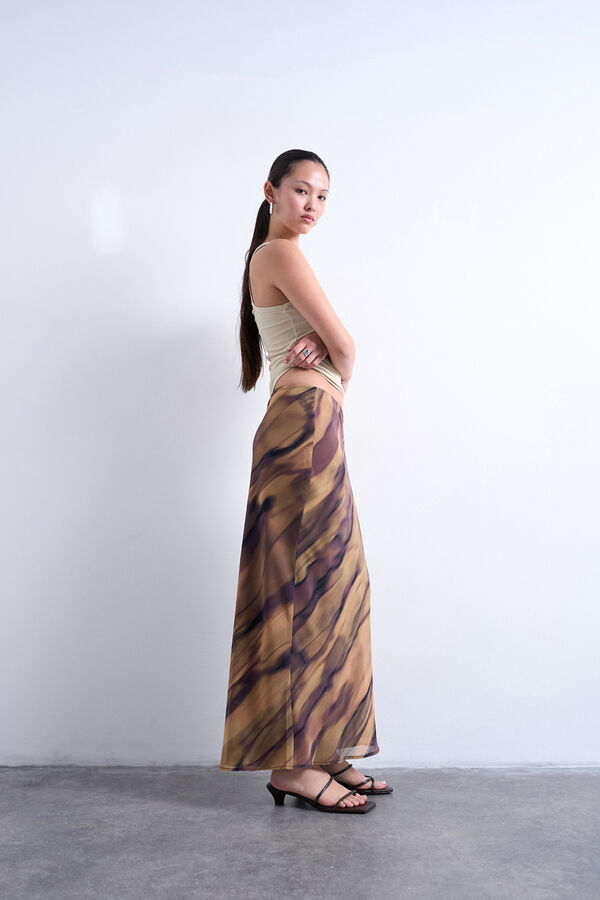 Topshop Falda midi marr&oacute;n