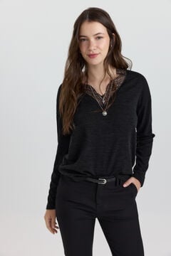 Springfield T-shirt col en dentelle