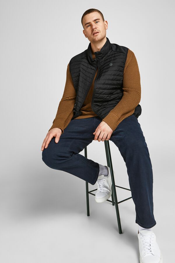 Jack & Jones PLUS Puffer gilet with hood black
