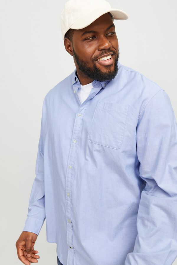 Jack & Jones PLUS Long sleeve Oxford shirt blue