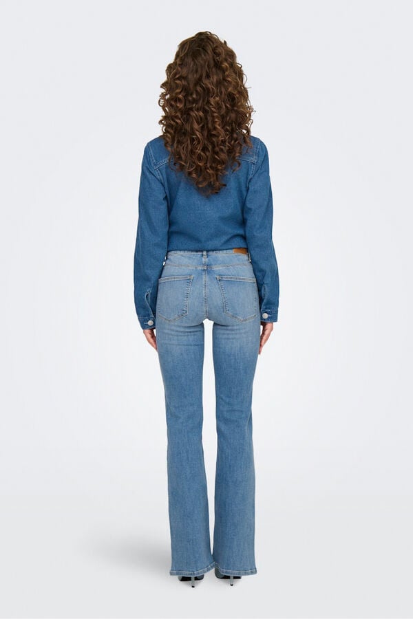 Only Jeans Flared Tiro Medio azul