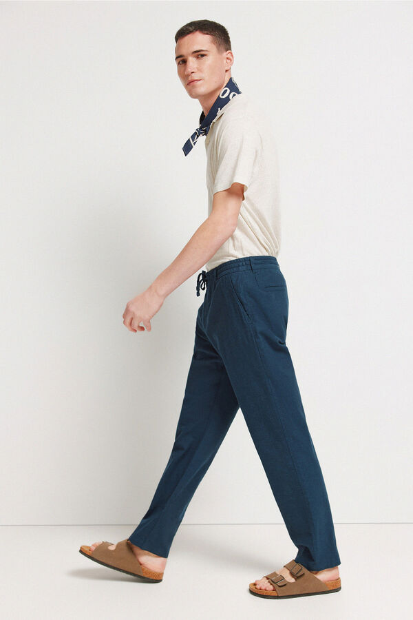 Springfield Lanene chino pantalone udobnog kroja Plava