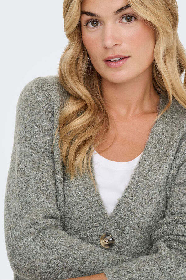 Only C&aacute;rdigan con botones kaki