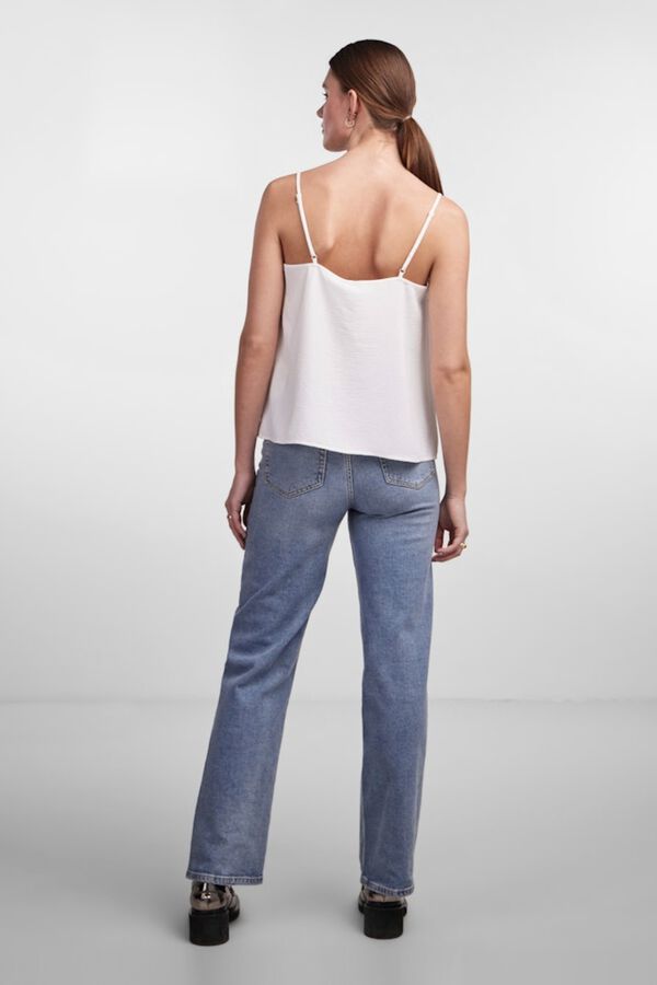 Pieces T-shirt de al&ccedil;as de lingerie branco