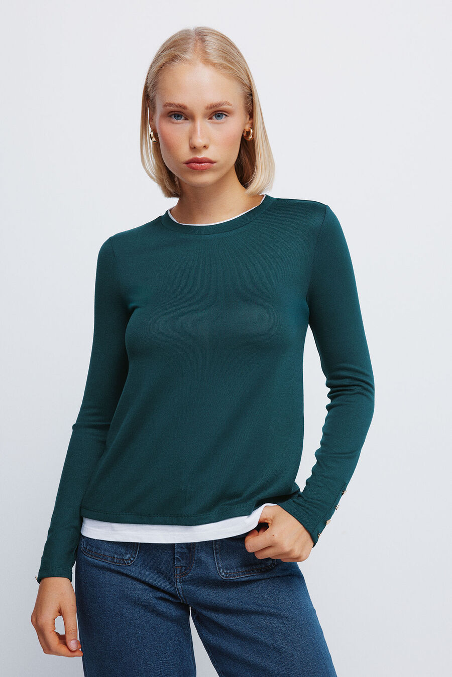 Camiseta tacto suave efecto doble prenda