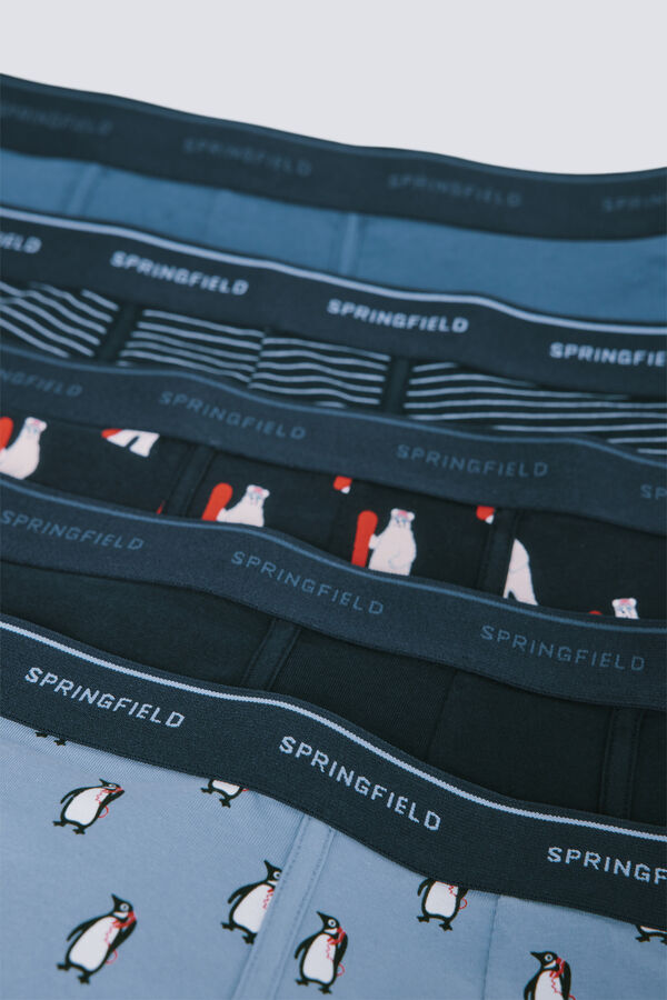 Springfield Pack of 5 printed cotton boxers blue