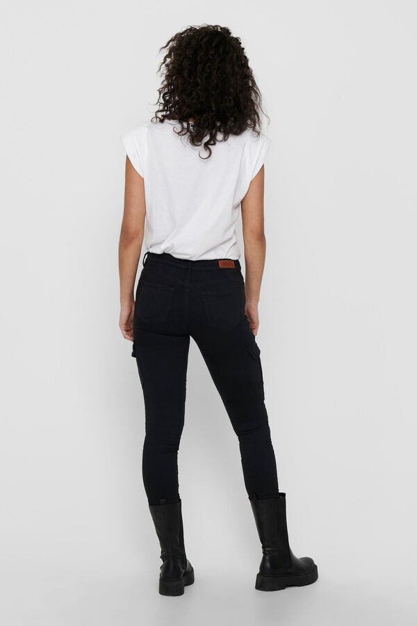 Springfield Jeans Skinny estilo cargo con bolsillos laterales negro