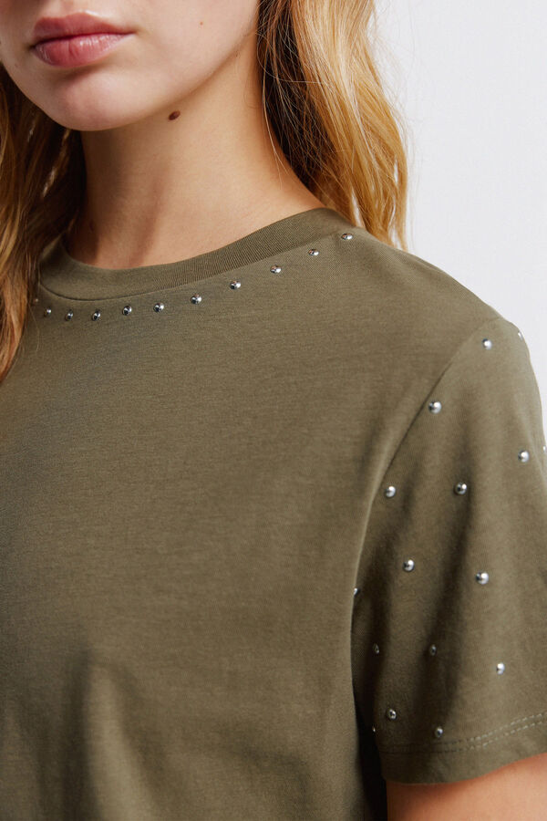 Springfield T-shirt &agrave; clous manches courtes nude