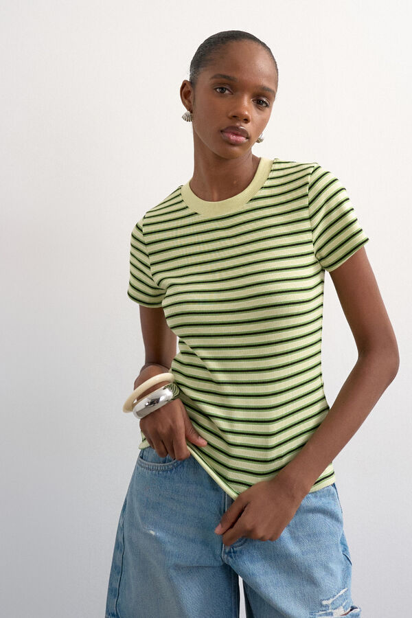 Topshop Printed round neck T-shirt green