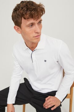 Springfield Long-sleeved polo shirt with embroidered front white