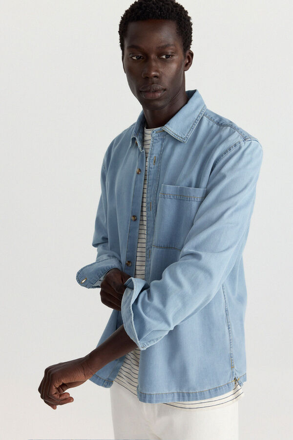 Springfield Surchemise en jean coupe overshirt bleu