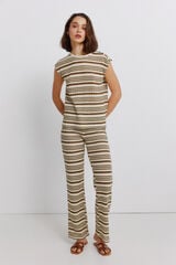 Springfield Striped knit trousers beige