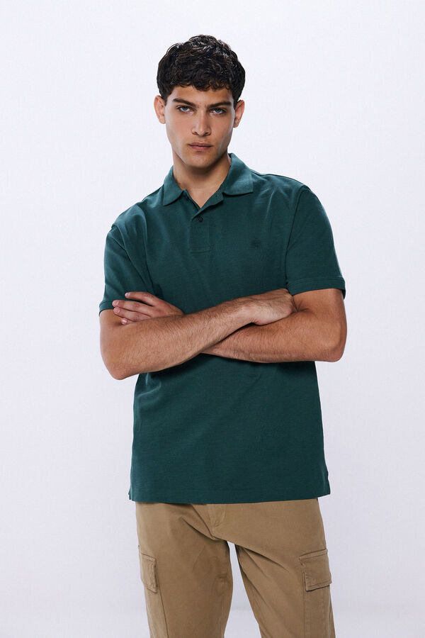 Springfield regular fit piqué polo shirt green