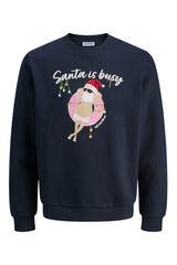 Jack & Jones Sudadera navide&ntilde;a cuello redondo azul