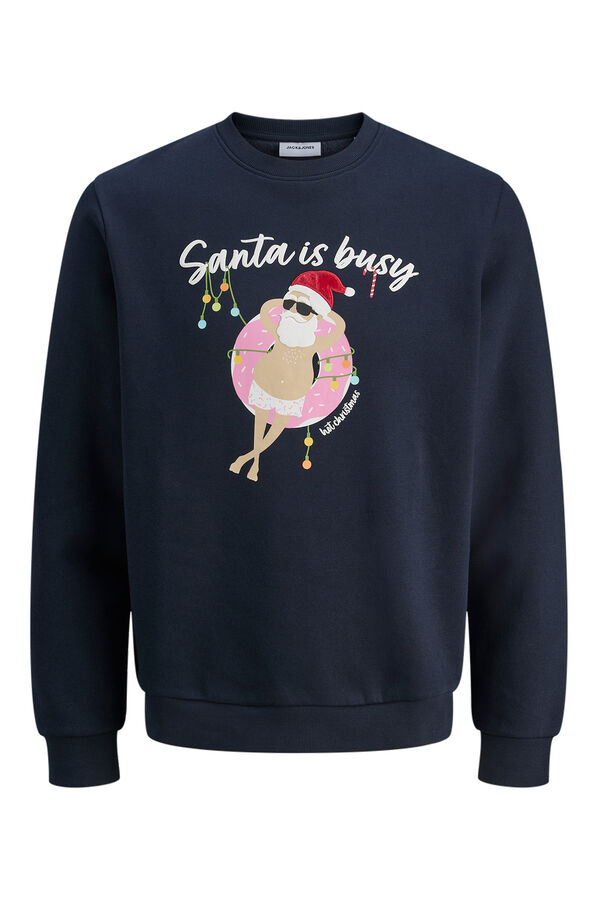Jack & Jones Sudadera navide&ntilde;a cuello redondo azul