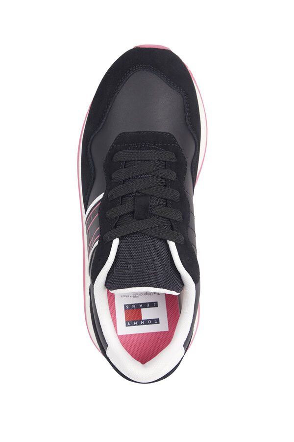 Springfield Women's Tommy Jeans runner trainer with serrated sole black