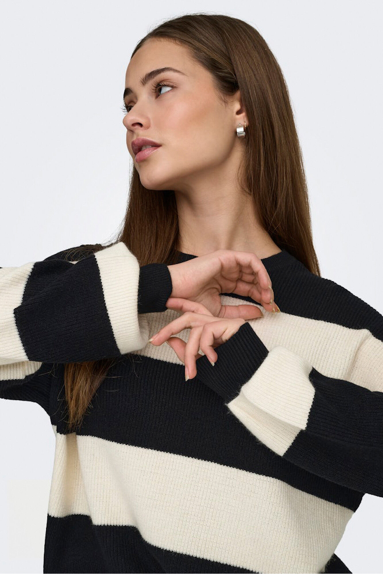 Only Jersey de rayas cuello redondo