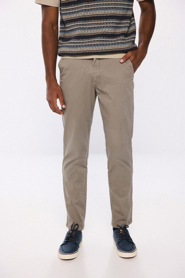 Springfield Pantalon pantalon chino délavé coupe relax couleur