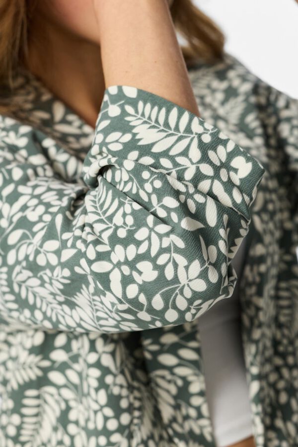 Pieces Floral print three-quarter sleeve blazer green