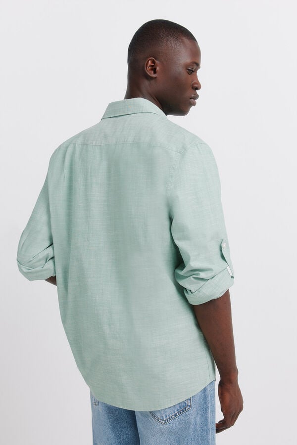 Springfield Slub cotton shirt green