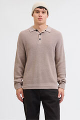 Jack & Jones Jersey-Knit polo shirt with button-down neck grey