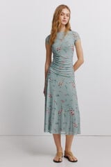 Springfield Ruched midi dress green