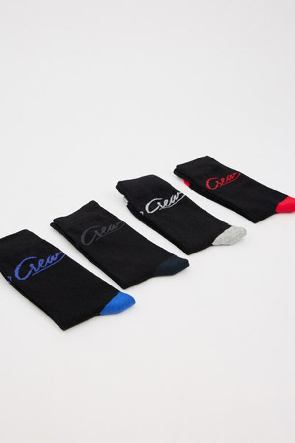 Inside Pacote de meia pretas b&aacute;sicas x4 estampado