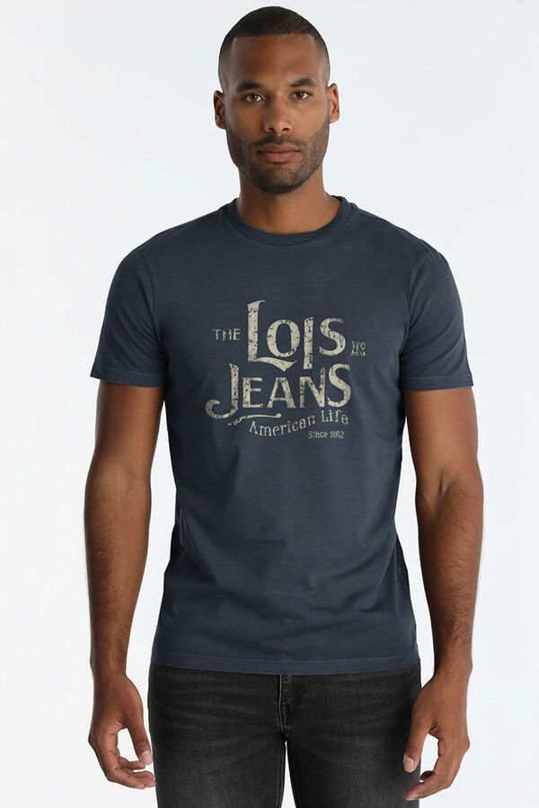 Lois Graphic short-sleeved T-shirt blue