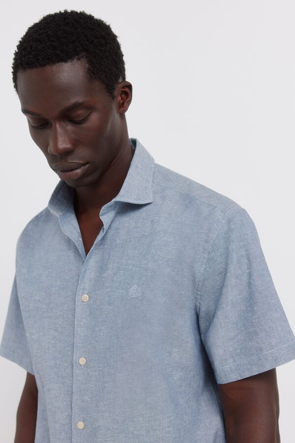 Springfield Linen short sleeve shirt blue