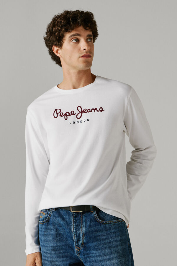 Pepe Jeans Long sleeve logo T-shirt white