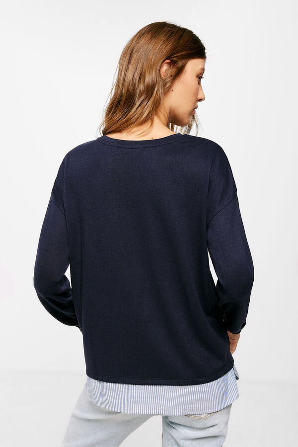 Springfield Side Buttons Two-Material T-shirt navy