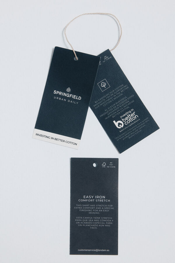 Springfield Micro print poplin shirt blue