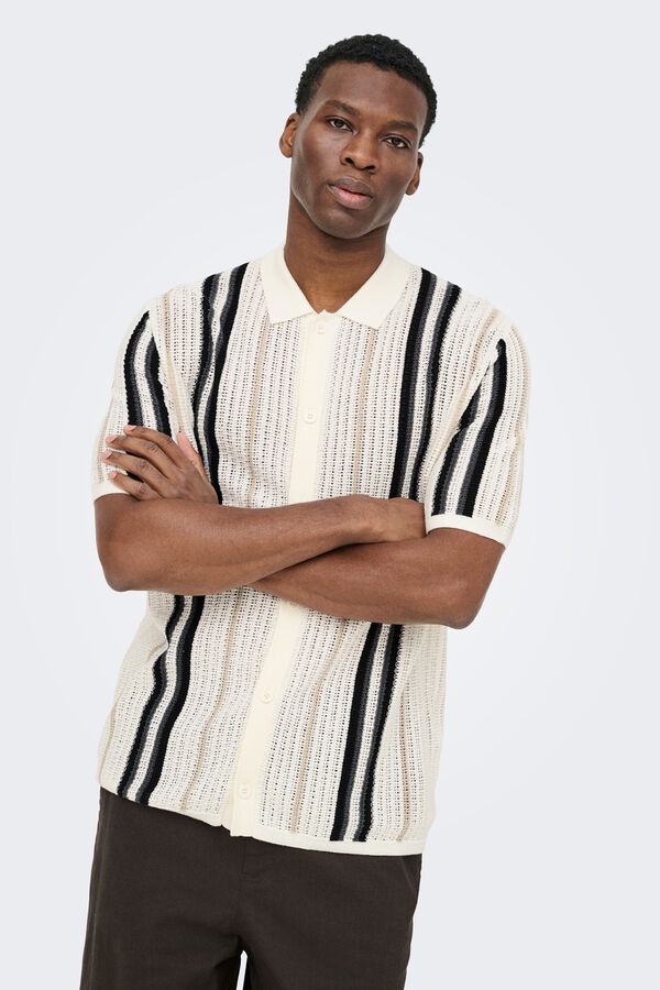 Only & Sons Jersey-knit short sleeve shirt white
