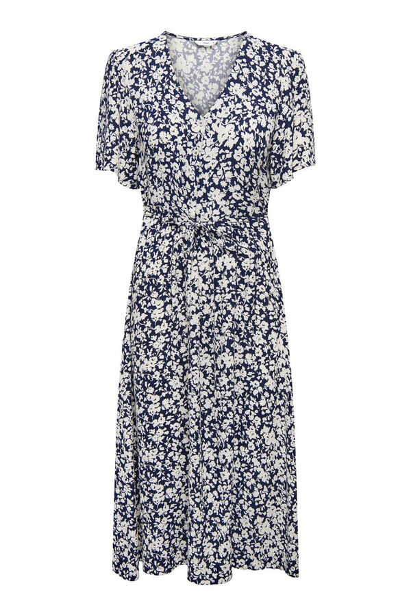 Only Vestido midi manga corta azul