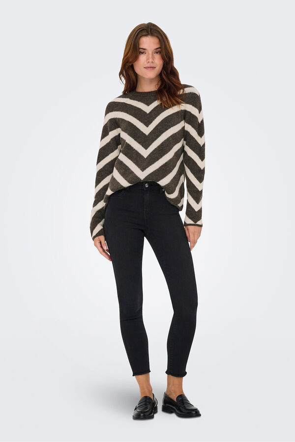 Only Camisola com estampado geométrica castanho