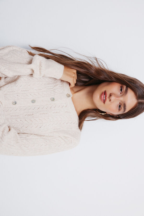 Springfield Cardigan en pointelle blanc