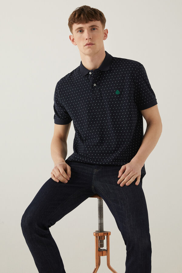 Springfield All-over print polo shirt navy mix