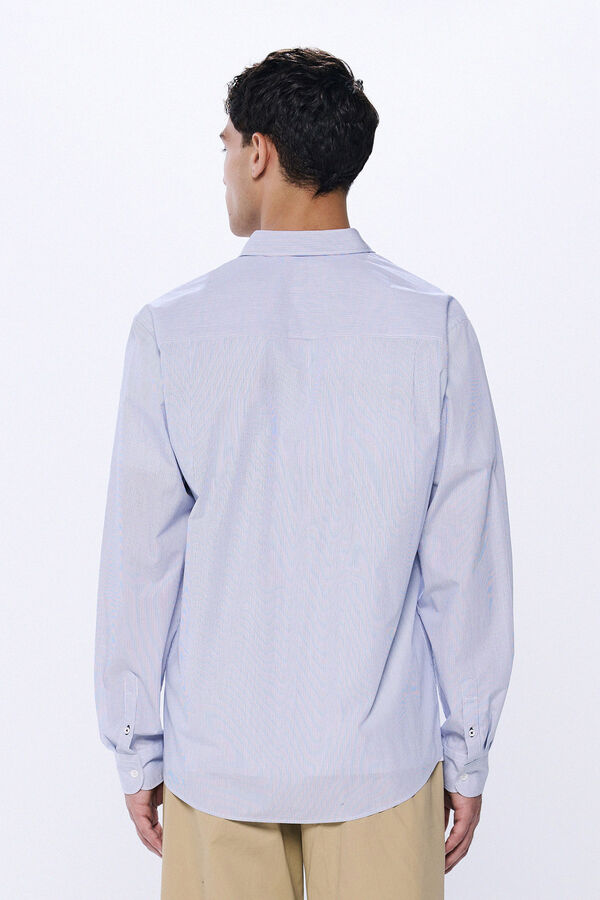 Springfield striped poplin shirt blue