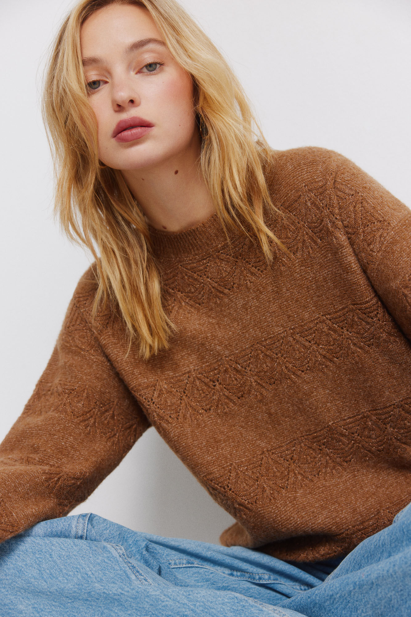 Springfield Pointelle lurex striped jumper