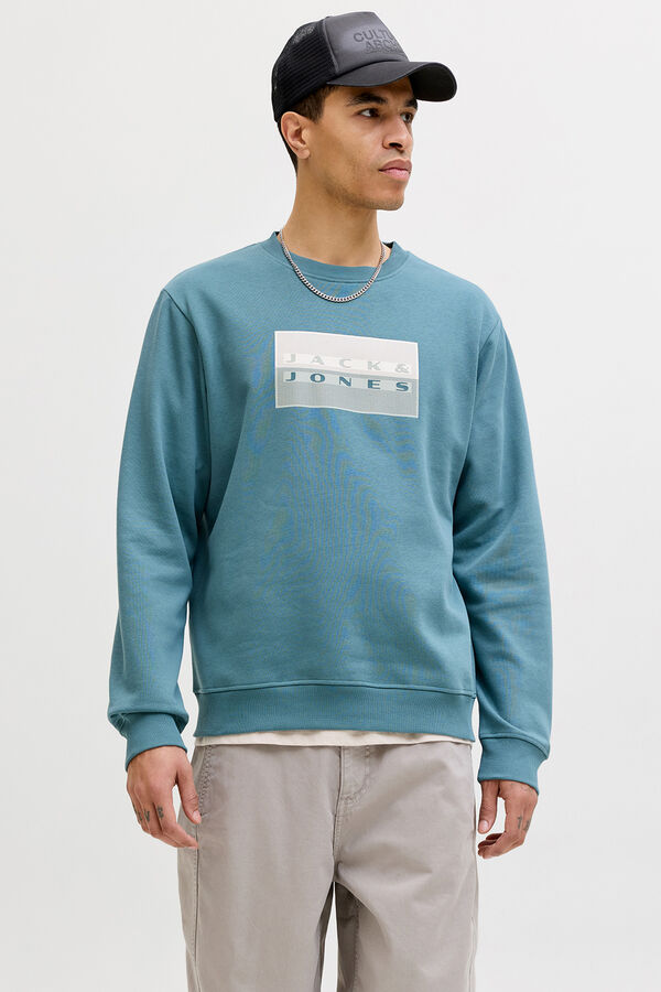 Jack & Jones Sudadera b&aacute;siga logo turquesa
