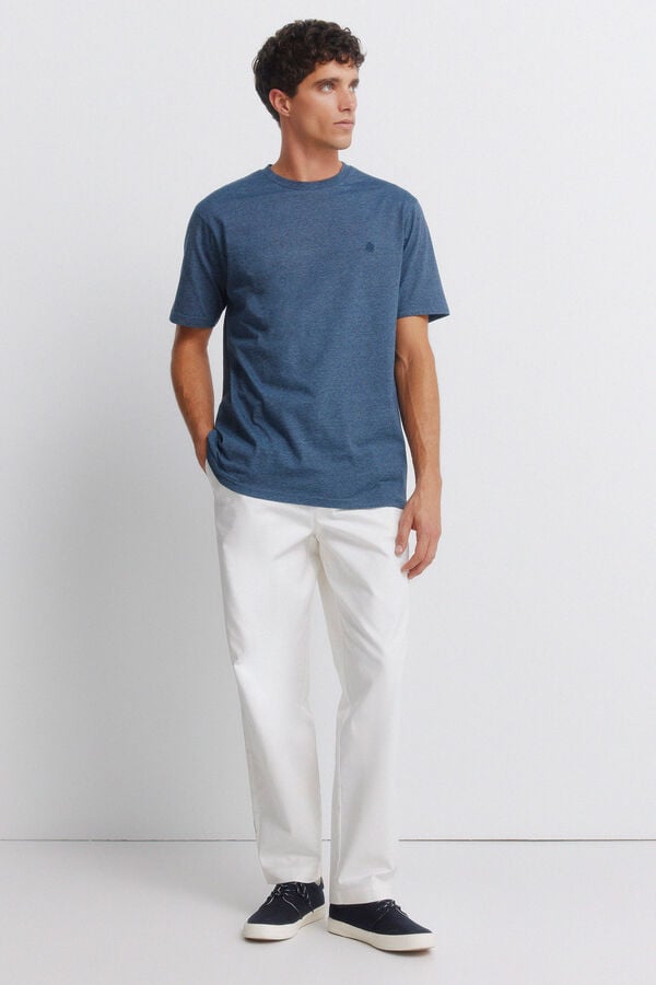 Springfield Basic micro-striped T-shirt blue