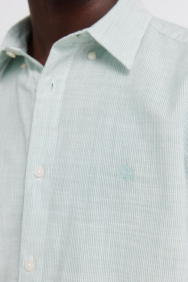 Springfield Lightweight micro striped shirt green