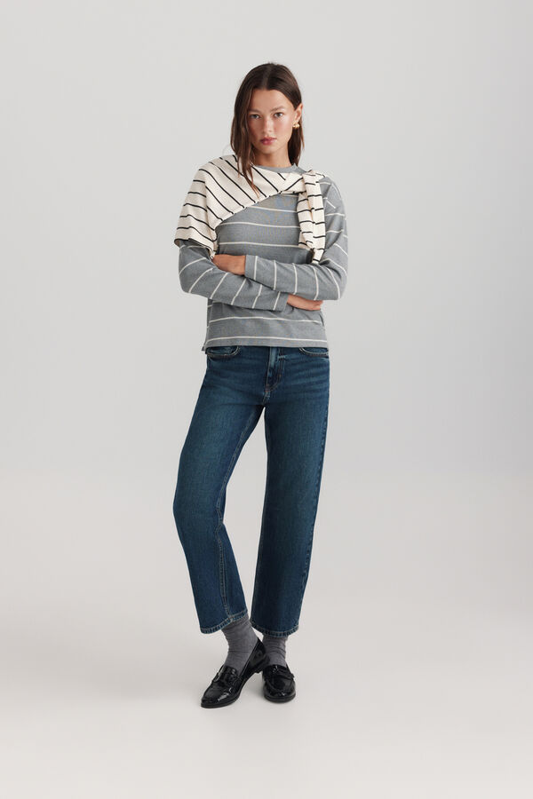 Springfield Striped long sleeve T-shirt grey